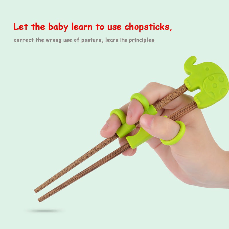 Cute Wooden Children Baby Cartoon Learning Reusable Straw Training Chopsticks N3 