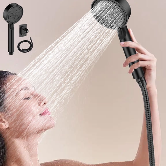 JOGZMZ Showerhead Handheld Set Shower Handheld with Hose 5 Spray Settings High Pressure for Gym Shower Black 8.66x3.15in