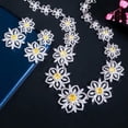thumbnail image 5 of Dainty Yellow CZ Square Flower Necklace Earrings Jewelry Set for Brides Pageant, 5 of 9