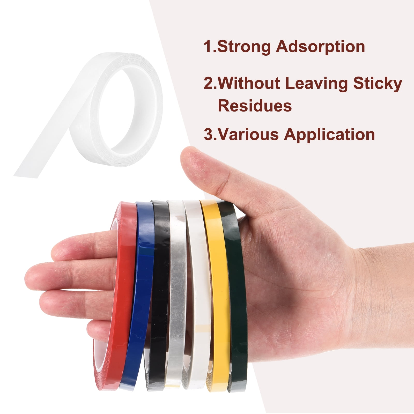 Uxcell 6 Rolls Whiteboard Tape Graphic Chart Tape 25mm 54.7 Yard Art Tape Thin Self-Adhesive Pinstripe Tape Masking Tape, White