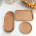 thumbnail image 3 of Wood Tray Japanese Oval Beech Small Circular Wooden Dessert Plate Cake Tray Wood Serving Plate Fruit Dessert Bowls, 3 of 9