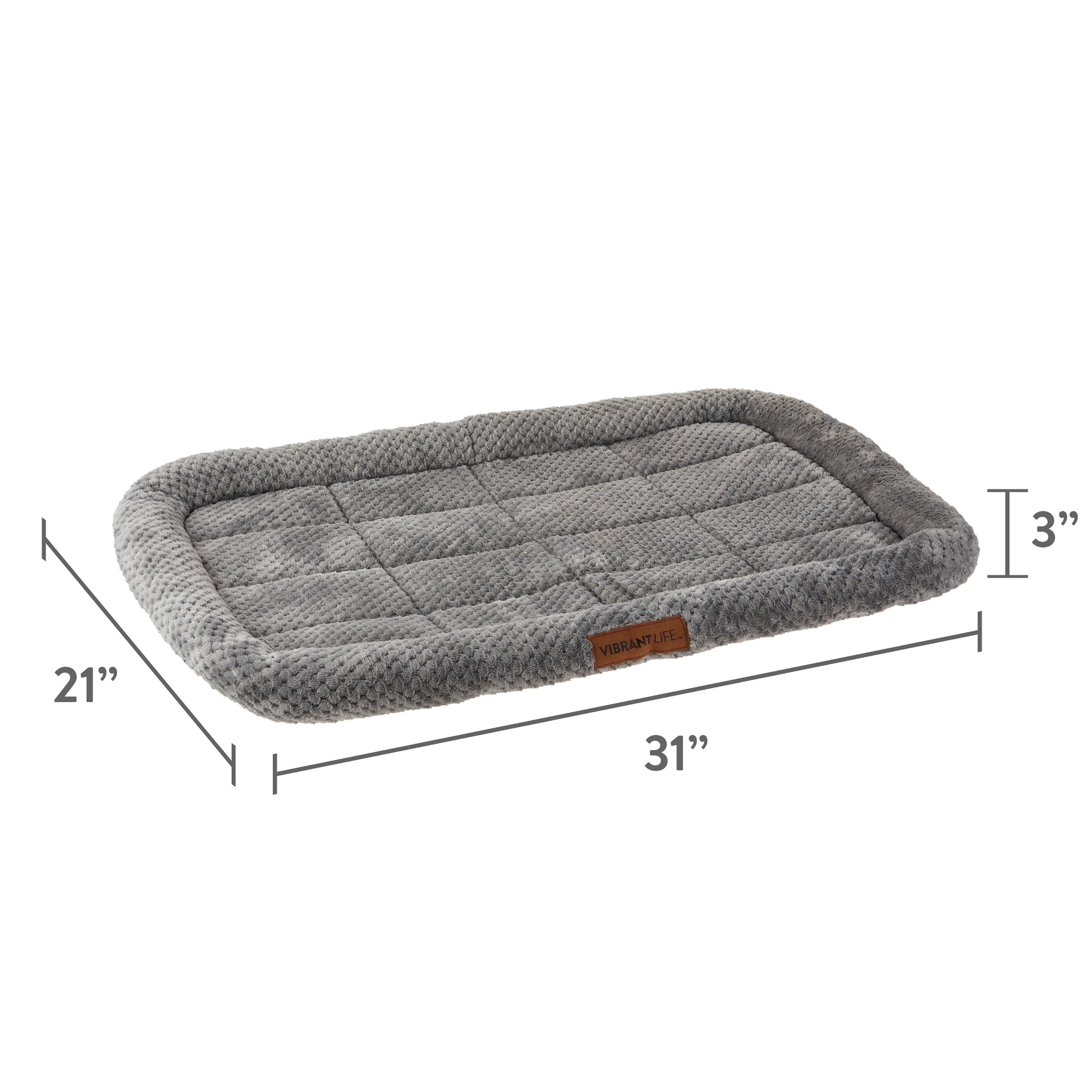 (4 pack) Vibrant Life Medium/Large Soft Cozy Crate Mat, Gray, 36 in x 22 in