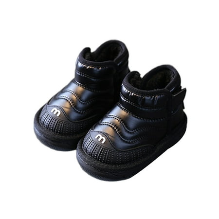 

Avamo Children Snow Boots Plush Lined Winter Shoes Slip On Ankle Boot School Cold Weather Shoe Outdoor Keep Warm Hook And Loop Black 9C