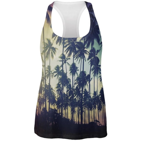 Palm Trees All Over Womens Work Out Tank Top - 2X-Large
