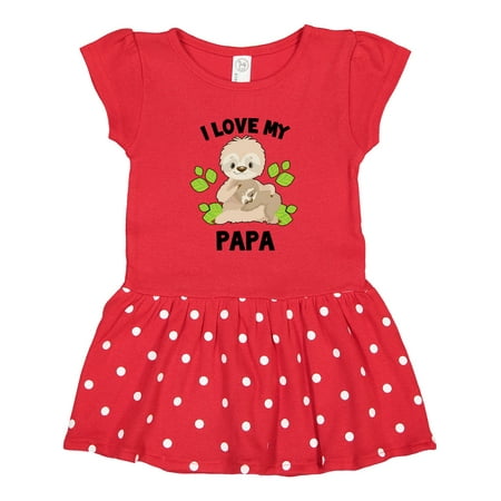

Inktastic Cute Sloth I Love My Papa with Green Leaves Gift Toddler Girl Dress
