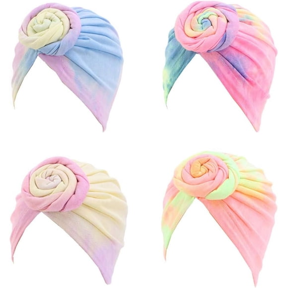 Qhome Girls Cotton Beanie Flower Slouch Cap Hospital Hat Kids Headwarp Turban Hair Accessories