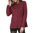 thumbnail image 6 of INSPIRE CHIC Women's Utility Jackets Drawstring Waist Flap Pocket Zip Button Jackets L Burgundy, 6 of 8