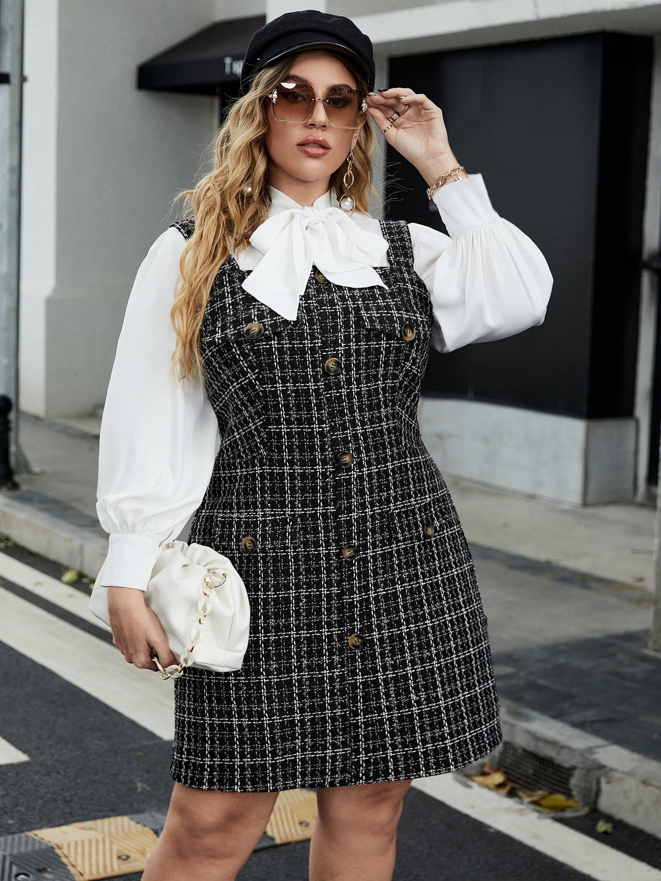 Plaid Tweed Plus Size Overall Dress No Blouse Turkey Ubuy