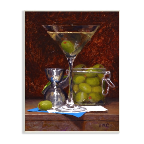 Stupell Industries Olive Martini Cocktail Bar Dark Still Life , 10 x 15, Design by Todd M. Casey
