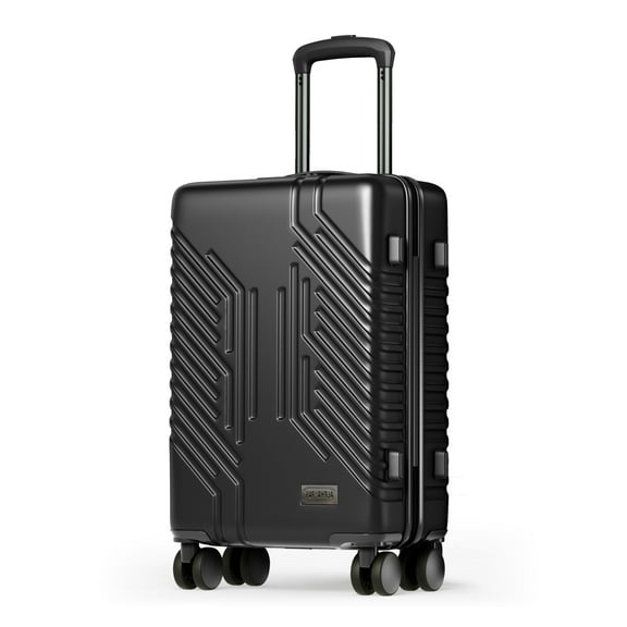 Alpha Joy Hard-shell ABS PC Rolling Luggage 20" Carry-on Luggage with USB Port, Black