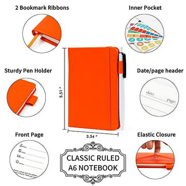 Feela RNAB098WTX7N6 15 pack pocket small notebooks bulk, feela mini cute  notepads hardcover college ruled lined journals with pen holder for scho
