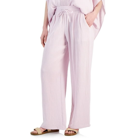 JM Collection Plus Size Gauze Drawstring Pants – Lilac Sky, Size - 2X