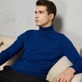 thumbnail image 5 of Suéteres de cuello alto cálidos de lana y algodón para hombre, suéteres casuales de color sólido, suéteres de punto rojos de Año Nuevo y Navidad para otoño e invierno, 5 of 5