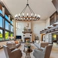 thumbnail image 5 of Farmhouse Wagon Wheel Chandelier, 20-Light Rustic Wood Round Pendant Light, 47.2-Inch Diameter for Dining Room, Kitchen, Foyer Entryway, 5 of 10