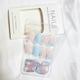 thumbnail image 5 of Uñas postizas azules almendradas con punta francesa y diseño floral, acrílico brillante de cobertura total., 5 of 5
