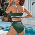 thumbnail image 4 of Women's High Waisted Bikini Sets Sporty Two Piece Swimsuits Color Block Cheeky High Cut Bathing Suits Dark Green XL, 4 of 4