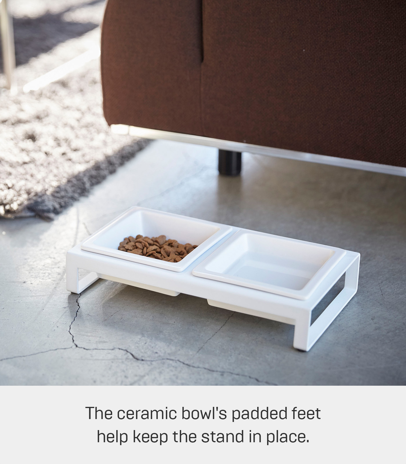 Yamazaki Home  Pet Food Bowls - Two Styles, Steel and Ceramic, Short, 1.25 cups, 300 milliliters per bowl White