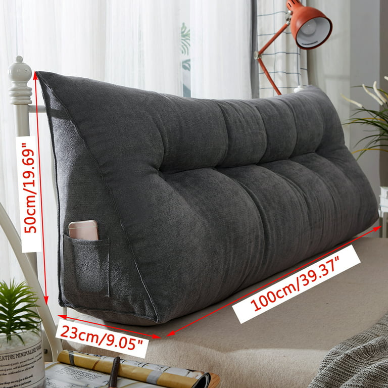 39in Multi-color Wedge Triangular Pillow,Headboard Bedside Cushion