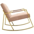 thumbnail image 4 of Upholstered Armchair Single Sofa Accent Comfortable Rocking Chair with Stainless Steel Feet Nursery Rocking Chair Velvet Fabric Padded Seat with High Backrest and Armrest Accent Chair(Pink), 4 of 8