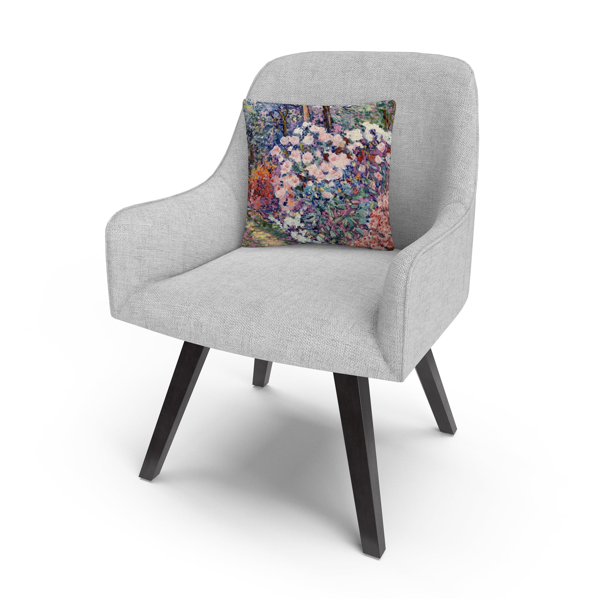 Flowers In The Forest' Pink Abstract By Masters Fine Art 16 X 16 Decorative Throw Pillow