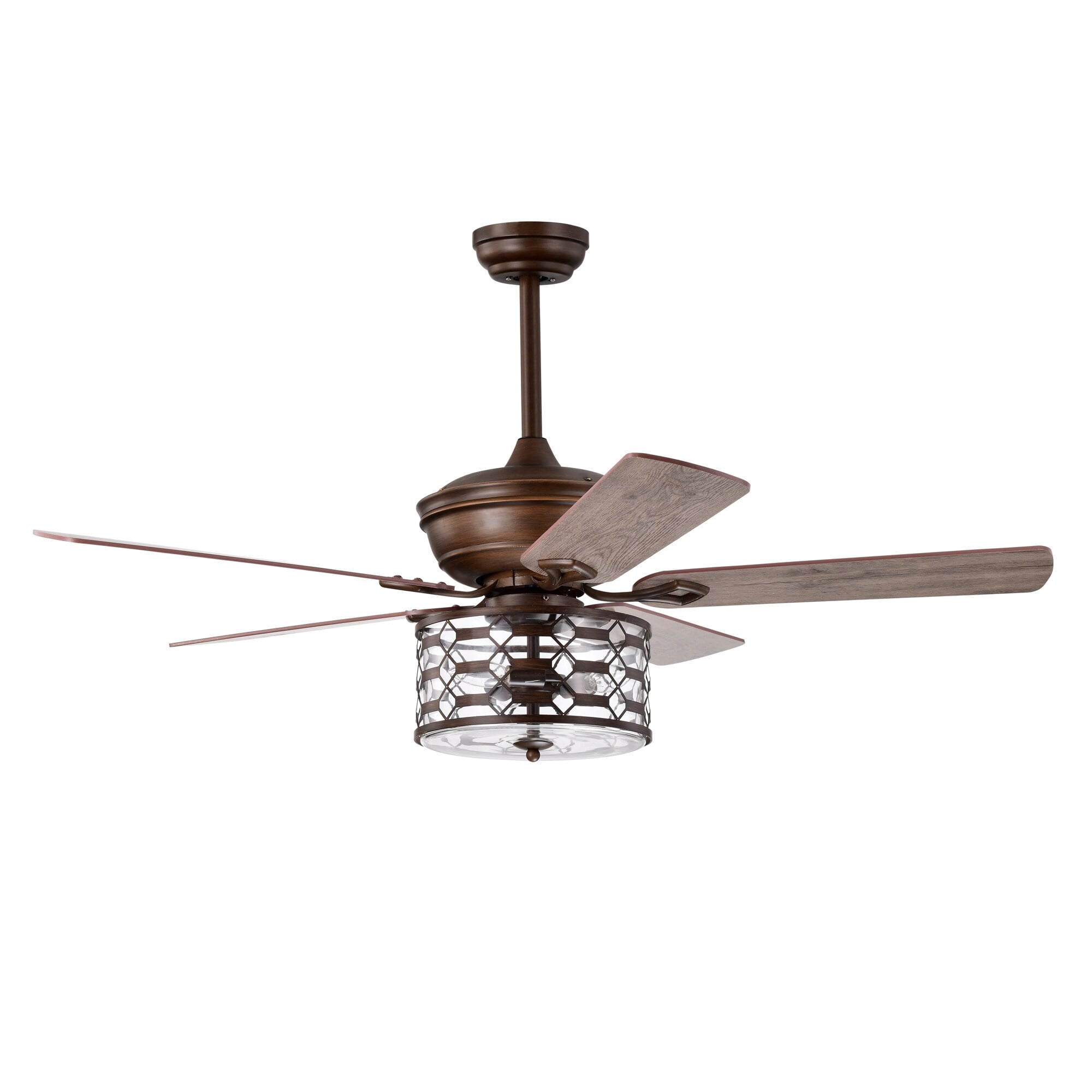 Dillon 52 in. 3-Light Indoor Brown Faux Wood Grain Finish Ceiling Fan with Light Kit