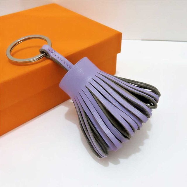 Keychain Decorative Keyring Leather Pendant Tassel Handmade Handicraft Key Chain Hanging Decoration Holder Purse Wallet Light Purple