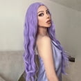 thumbnail image 6 of WEIWEIGG Long Wavy Pastel Purple Lace Front Wig, Women's Synthetic, Glueless, 28 Inch, Heat Fiber (≤160°C), Easy Install for Daily/Cosplay, 6 of 8