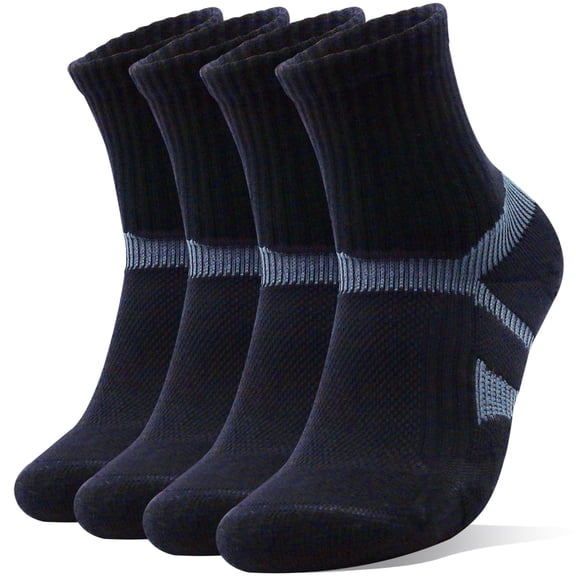 LWFBDTK Cushion Crew Socks, 4-Pairs, Moisture Wicking, Odor Control, Durable, for Work & Athletic, Size L (9-12.5), Black