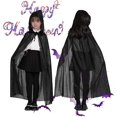 thumbnail image 3 of Capa negra con capucha para Halloween, accesorios de cosplay de bruja, disfraz de Halloween para adultos/niños, capa para adultos, (negro, 125 cm), 3 of 5