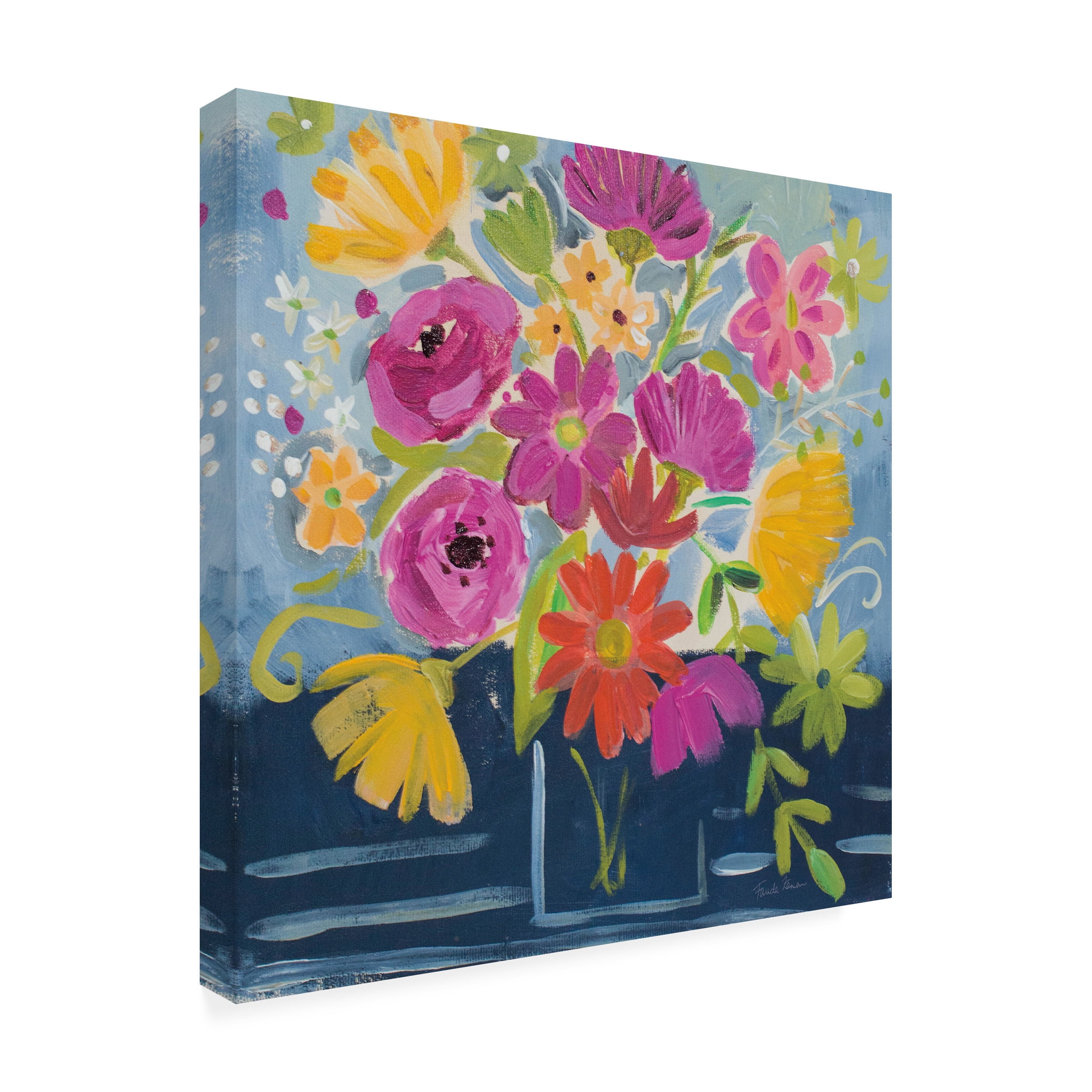 Farida Zaman 'Folk Floral III' Canvas Art