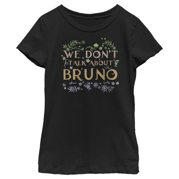 Girl's Encanto We Don't Talk About Bruno Tropical Leaves  Graphic Tee Black X Small
