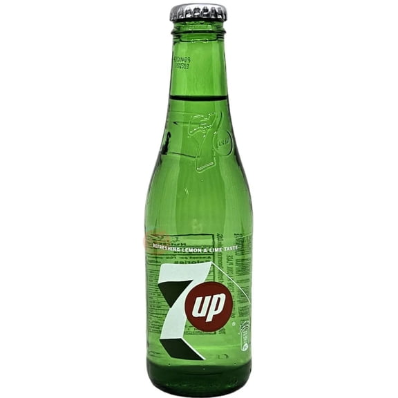 7Up lemon & lime flavor carbonated beverage soda pop, 250-ml glass bottle (tray of 24)