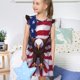 thumbnail image 4 of Balery USA Eagle with Spread Wings Camisón de princesa para niñas, pijama de algodón con mangas abullonadas, suave y bonito.-Large, 4 of 6
