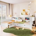 thumbnail image 4 of Miekor Furniture Wood Twin Size L-shaped Platform Bed with Trundle and a Drawer, White MK4089, 4 of 12