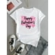 thumbnail image 3 of [Everyday Comfort] Women's "Happy Valentine's Day" Black T-Shirt with Pink Heart Graphic - Casual Crew Neck, Short Sleeve Top, Stretchy Polyester Blend, Machine Washable, 3 of 7