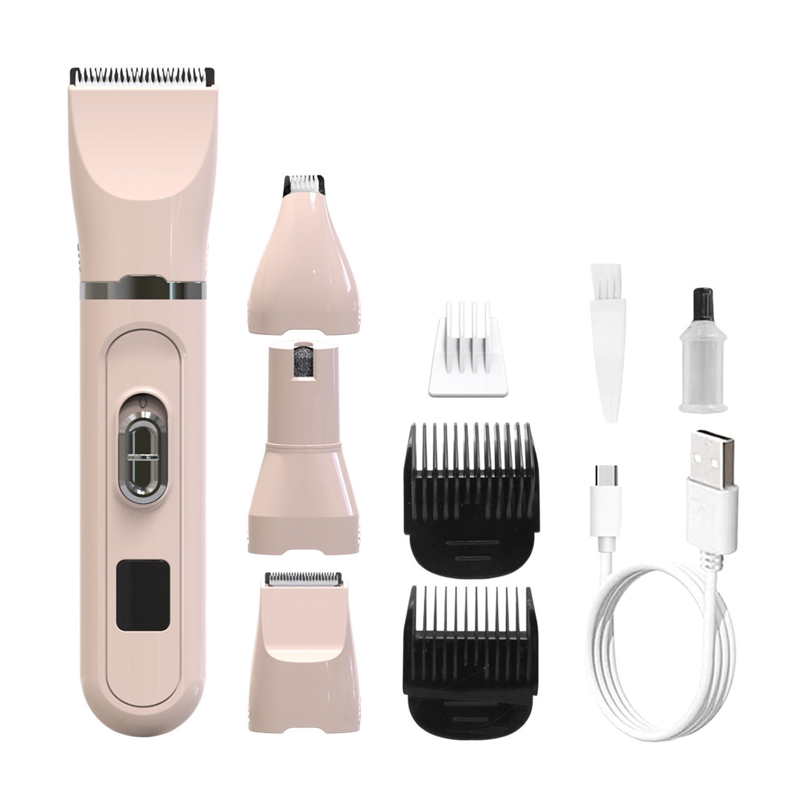 HOARBOEG 4 in 1 Pet Shaver Rechargeable Low Noise Dog Grooming Clipper Kit Washable USB Cordless Trimmer