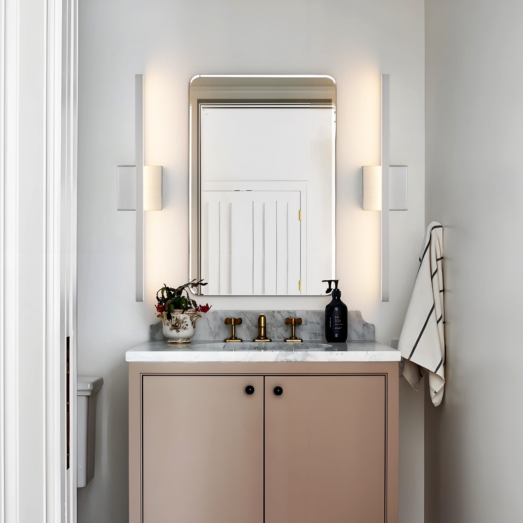 Vanity Light for Bathroom Lighting Fixtures Over Mirror Dimmable Integrated LED 24 inch Modern Vanity Lights Brushed Nickel Bathroom Light Bar Bath Wall Sconce