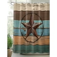 thumbnail image 2 of Texas Star Shower Curtain Set, Waterproof Shower Curtains for Bathroom, Teal Brown Farmhouse Wooden Country Washable Fabric Cloth Bath Curtain for Bathtub Decoration with Hooks 72x78 Inches, 2 of 6