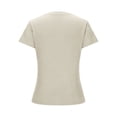 thumbnail image 5 of Otntypg Cute Women's Short Sleeve Tops Casual Scoop Neck Ribbed Knit Slim Fitted Basic Tee Shirts 2025 Summer Trendy Outfits Clothes Beige XXL, 5 of 6