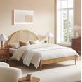 thumbnail image 1 of Modway Odette Queen Arched Rattan Cane Platform Bed in Oak, 1 of 10