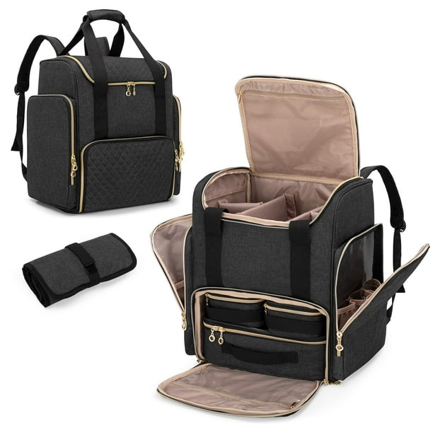 Mochila de maquillaje LUXJA con 3 fundas extraíbles y bolsa para cepillos
