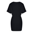 thumbnail image 7 of Womens Summer Dress Solid Crewneck Short Sleeve Comfy Sports Dress Elastic Waist Loose Mini Short Dress for Casual Work, 7 of 7