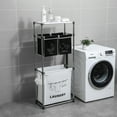 thumbnail image 5 of 3 Tier Laundry Sorter,ONE PIX Laundry Hampers with 3 Removable Bags and Hooks, Vertical Laundry Basket Organizer, Black and White, 5 of 7
