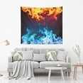 thumbnail image 6 of Red Blue Fire Tapestry Wall Hanging Tapestries Happy Colorful Hippie Psychedelic Art Polyester Carpet Wall Decorative for Living Room Bedroom 80x60inch, 6 of 7