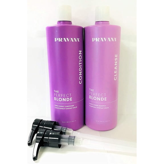 Pravana Perfect Blonde Purple Toning Shampoo & Conditioner Liter   Pumps