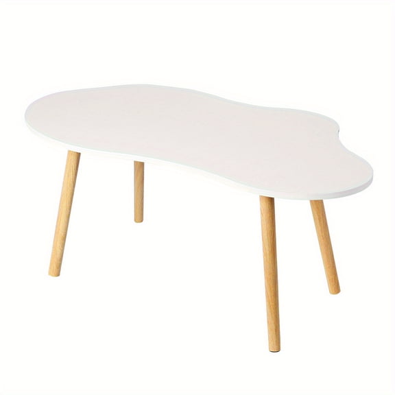 This mid-century modern style small coffee table features a minimalist design and a cloud-like shape, making it suitable for living rooms, dining rooms, and outdoor spaces.