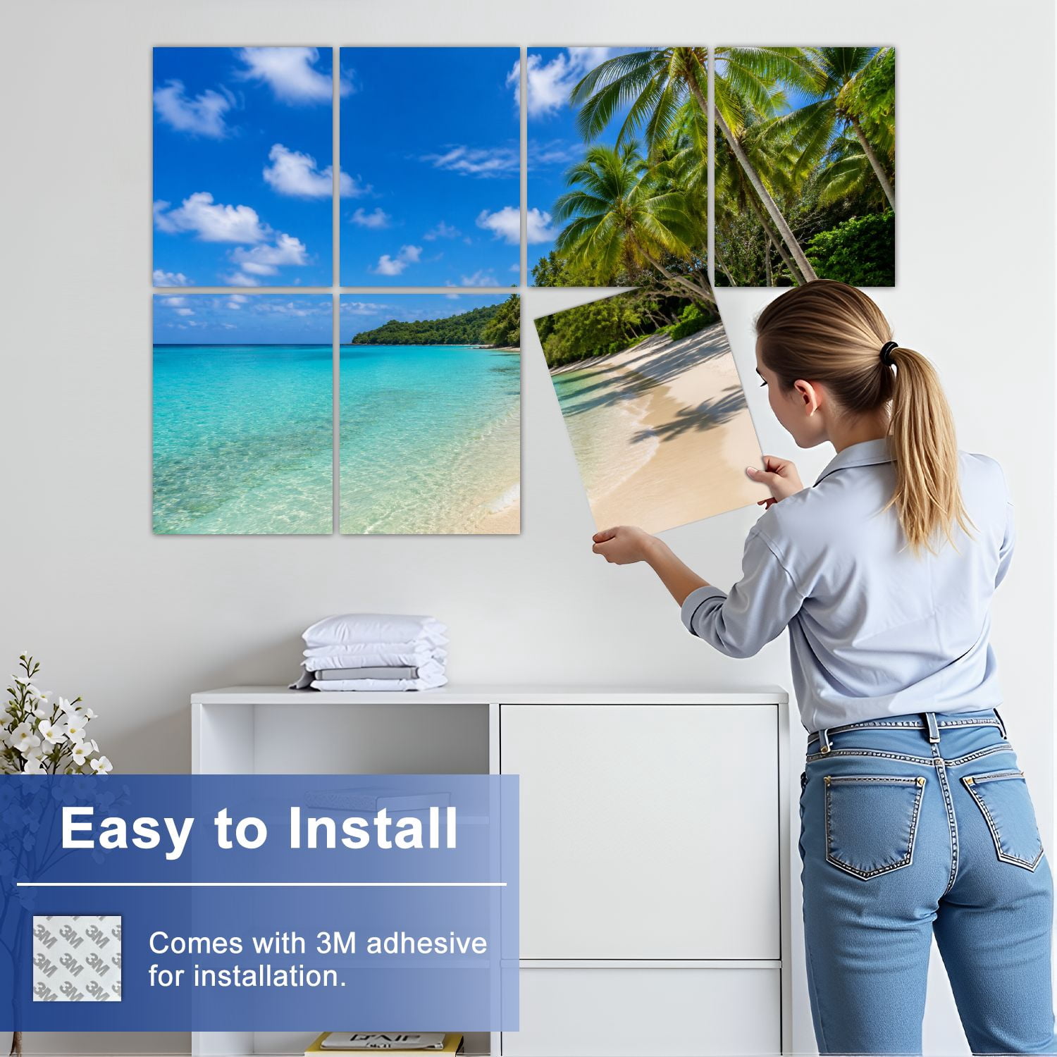 8 Pack Art Acoustic Panels Sound Absorbing paradise beach Decorative Soundproof Wall Panels Self Adhesive for Nursery Game Room Bedroom 48"x32"