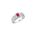 thumbnail image 3 of RYLOS Men's Rings Sterling Silver Classic 6X4MM Oval Gemstone & Diamond Ring Ruby July Birthstone Rings For Men, Silver Rings, Size 10, 3 of 7