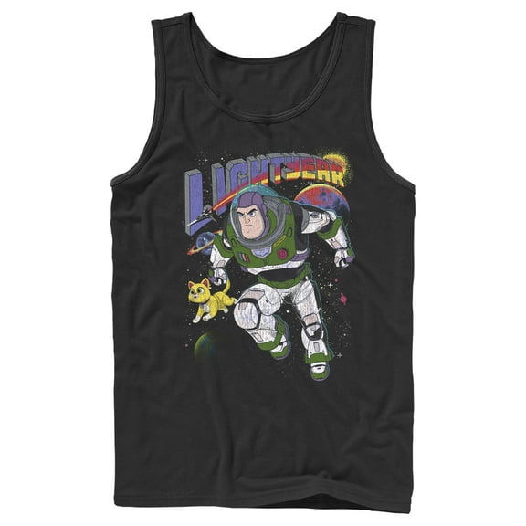 Men's Lightyear Retro Distressed Buzz and Sox Tank Top Black Large