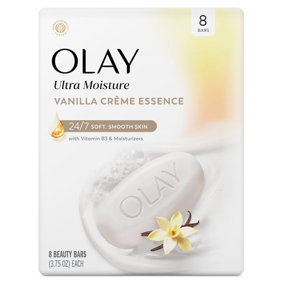 Olay Ultra Moisture Vanilla Creme Essence Beauty Bar with Vitamin B3 and Moisturizers, 4/8ct/ 3.75oz